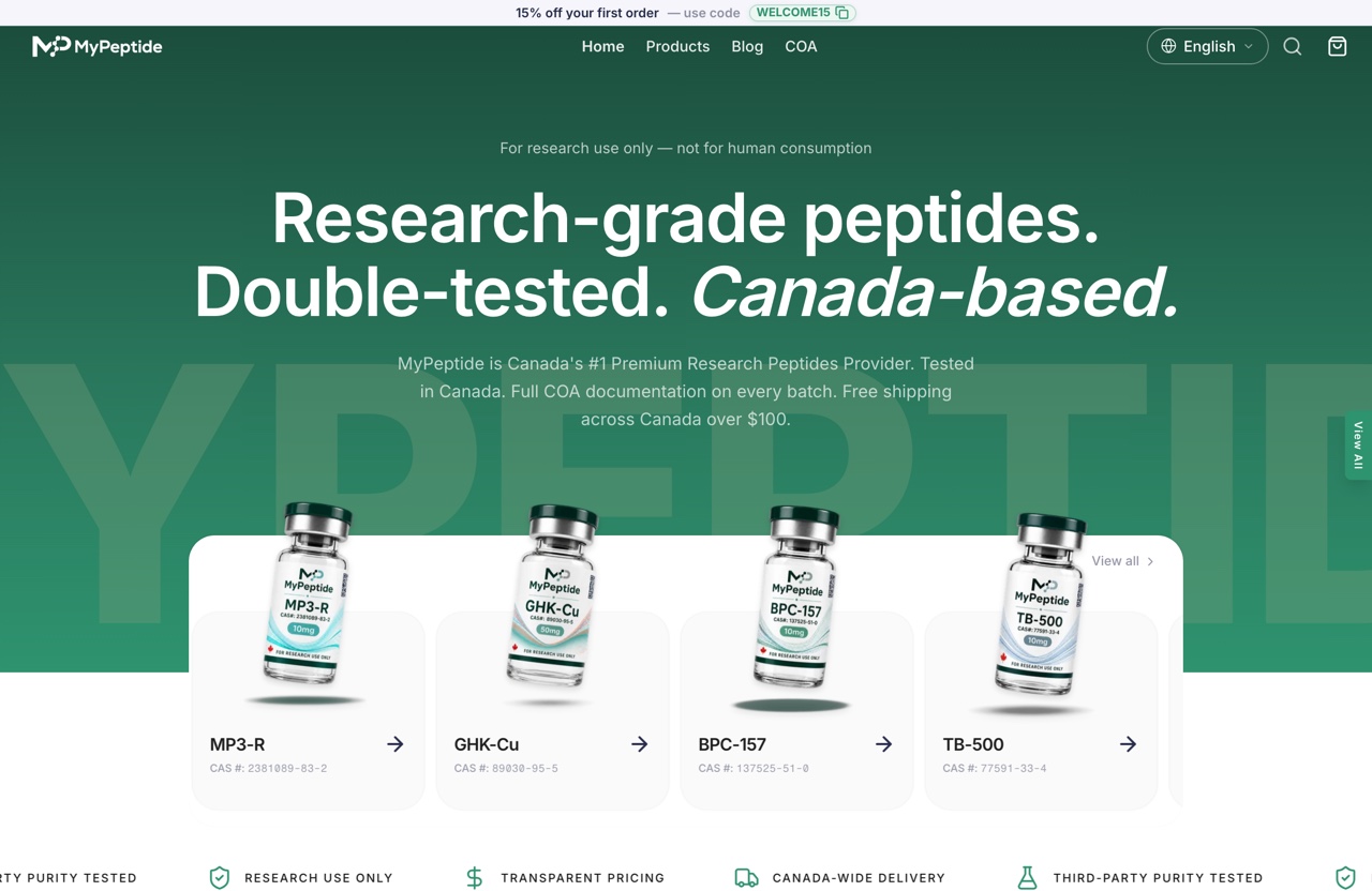 MyPeptide research-grade storefront